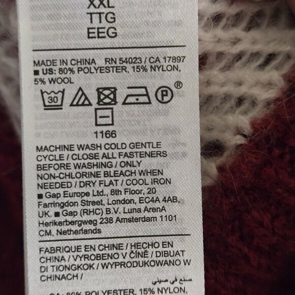 Old Navy Red White Fairisle Plussize Cardigan Sweater Size XXL - Picture 7 of 8